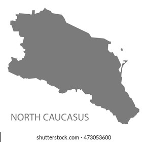 North Caucasus Russia Map In Grey