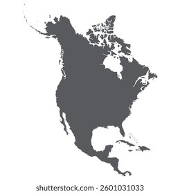 North and Central America map. Map of Central and North America map in grey color