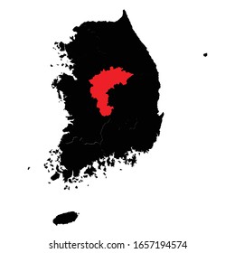 North Chungcheong highlighted on South Korea map Vector EPS 10