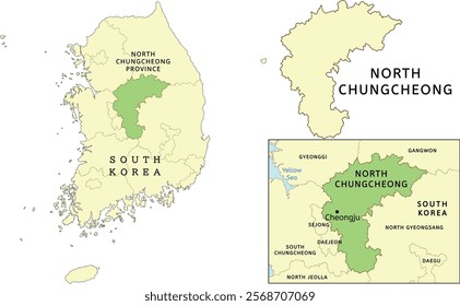 North Chungcheong Province location on map of South Korea. Capital city is Cheongju