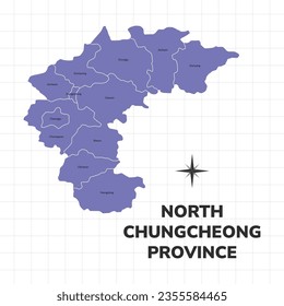 North Chungcheong province map illustration. Map of cities in South Korea