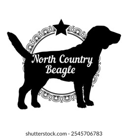 North Country Beagle. dog silhouette, dog, dog breeds,  vector, silhouette, logo design, animal, illustration, icon, sign, black, pet