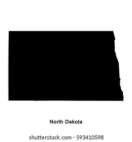 North Dakota black map,border with name of state