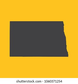 North Dakota black map,border on orange background. Vector illustration.