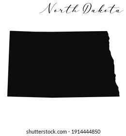 North Dakota black silhouette vector map. Editable high quality illustration of the American state of North Dakota simple map