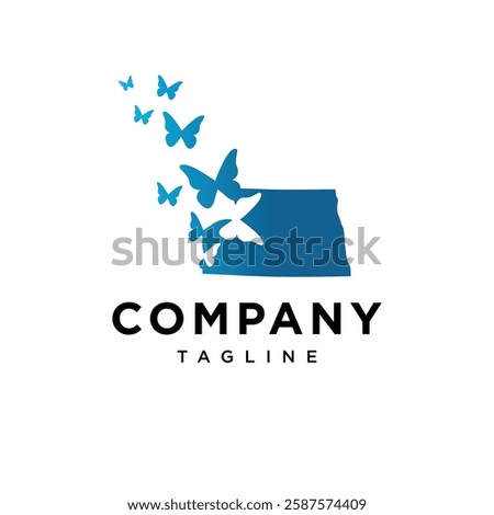 North Dakota Butterfly Logo Icon Vector