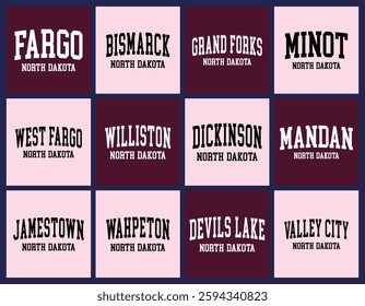 North Dakota Cities by Population t shirt bundle