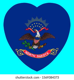 North Dakota Flag In Heart Shape Vector