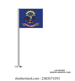 North Dakota flag. North Dakota table flag on a white background. North Dakota US state. The USA. Vector Illustration Flag of North Dakota.