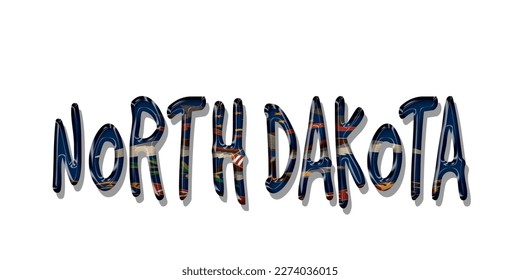 Tipo de letra del texto del indicador DAKOTA NORTE, fondo del símbolo, marca de la tipografía tipografía tipografía etiqueta del logotipo, fondo de color 3D, ilustración vectorial