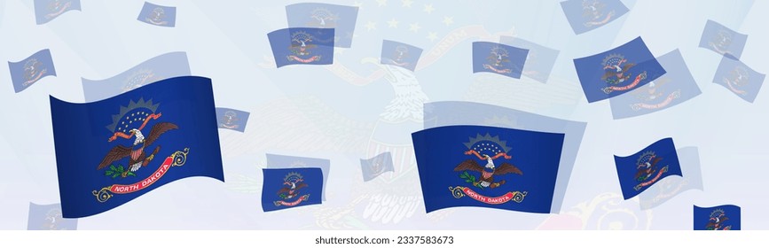 North Dakota flag-themed abstract design on a banner. Abstract background design with National flags. Vector illustration.