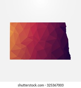 North Dakota in geometric polygonal style. Abstract tessellation, modern design background. Vector illustration EPS10