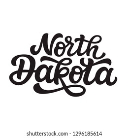 North Dakota. Hand drawn US state name isolated on white background. Modern calligraphy for posters, cards, t shirts, souvenirs, stickers. Vector lettering typography