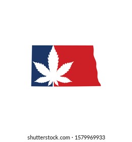 North Dakota Map With Cannabis Leaf Logo Vector 001