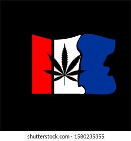 North Dakota Map With Cannabis Leaf Logo Vector