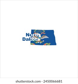 North Dakota map and flag colors design on white background