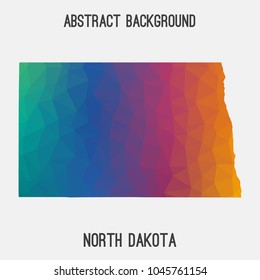 North Dakota map in geometric polygonal,mosaic style.Abstract tessellation,modern design background,low poly. Geometric cover, mockup. Vector illustration.