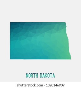 North Dakota map in geometric polygonal,mosaic style.Abstract tessellation,modern design background,low poly. Geometric cover, mockup. Vector illustration.