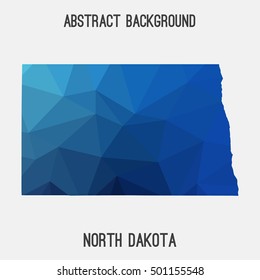 North Dakota map in geometric polygonal,mosaic style.Abstract tessellation,modern design background,low poly. Vector illustration.