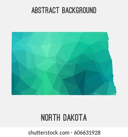 North Dakota map in geometric polygonal,mosaic style.Abstract tessellation,modern design background,low poly. Vector illustration.
