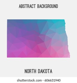 North Dakota map in geometric polygonal,mosaic style.Abstract tessellation,modern design background,low poly. Vector illustration.