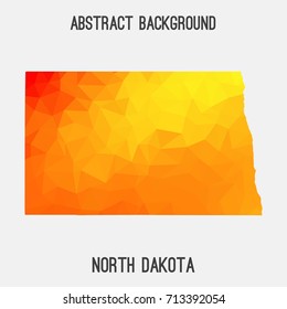 North Dakota map in geometric polygonal,mosaic style.Abstract tessellation,modern design background,low poly. Vector illustration.