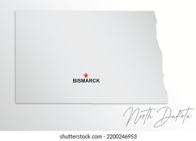 North Dakota map isolated on white background, 3d rendering 