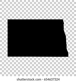 North Dakota map isolated on transparent background. Black map for your design. Vector illustration, easy to edit.