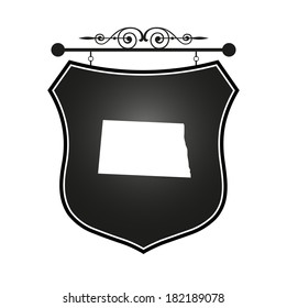North Dakota map on heraldic sign