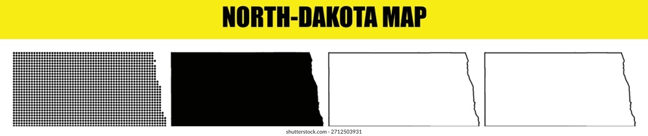 North Dakota Map Outline Vector Illustration Design Element