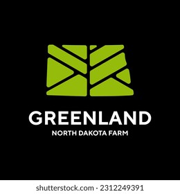 North Dakota map plant leaf logo. Creative eco and nature organic logo design template.