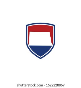 North Dakota Map and Shield Logo Icon Template 001