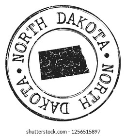 North Dakota Map Silhouette Postal Passport. Stamp Round Vector Icon Seal Badge Illustration.