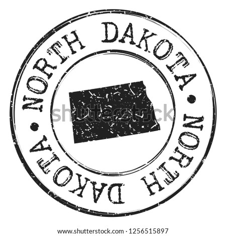 North Dakota Map Silhouette Postal Passport. Stamp Round Vector Icon Seal Badge Illustration.