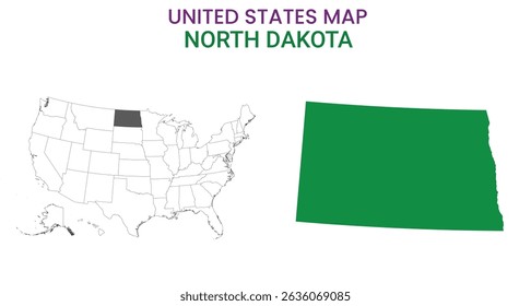North Dakota map of USA state. North Dakota  map vector illustration. North Dakota  vector map on white background.