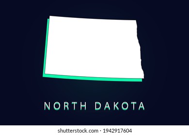 North Dakota Map - USA, United States of America map, World map vector template with green and white  color gradient isolated on dark background - Vector illustration eps 10