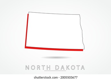 North Dakota Map - USA, United States of America map, World Map International vector template with red and outline graphic sketch style isolated on white background - Vector illustration eps 10