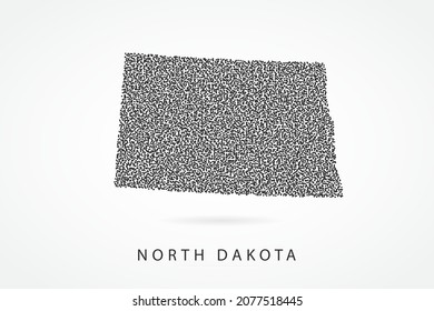 North Dakota Map - USA, United States of America Map vector template with Black grid on white background  for education, infographic, design, website, banner - Vector illustration eps 10