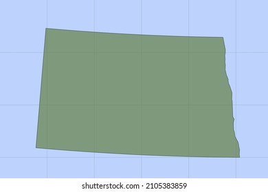 North Dakota Map - USA, United States of America Map vector template with green color on blue background and grid design for design, education, website, infographic - Vector illustration eps 10