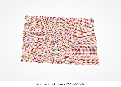North Dakota Map - USA, United States of America map vector template with colorful dots, grid, grunge, halftone style isolated on white background for design - Vector illustration eps 10