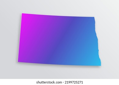 Mapa de Dakota del Norte - Estados Unidos, Mapa de Estados Unidos vector con 3D, estilo de papel que incluye sombra y azul gradiente, color púrpura sobre fondo gris para diseño, infografía - Ilustración vectorial eps 10