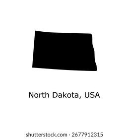 North Dakota map. North Dakota USA map vector. North Dakota silhouette map on white background