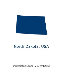 North Dakota map. North Dakota USA map vector. North Dakota navy map on white background