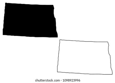  North Dakota map vector illustration, scribble sketch  North Dakota map