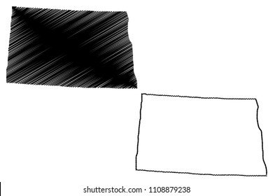  North Dakota map vector illustration, scribble sketch  North Dakota map
