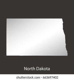North Dakota map,border with chrome,metal shine gradient. Vector illustration