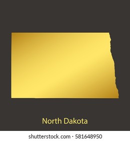 North Dakota map,border with golden gradient. Vector illustration