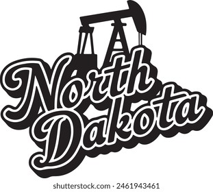 North Dakota Oil Well Silhouette Vector