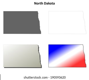 North Dakota outline map set - vector version