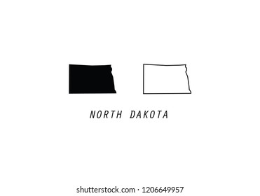 North Dakota outline map state shape USA America borders